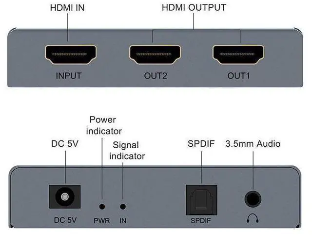 Alt view image 3 of 6 - 4K@60fs HDMI Audio Splitter HDMI2.0 Audio Decoder Audio Extractor HDMI 1 In 2 Out HDMI 1*2 HDCP2.2 (SPDIF+ 3.5mm Jack) eokCXOY