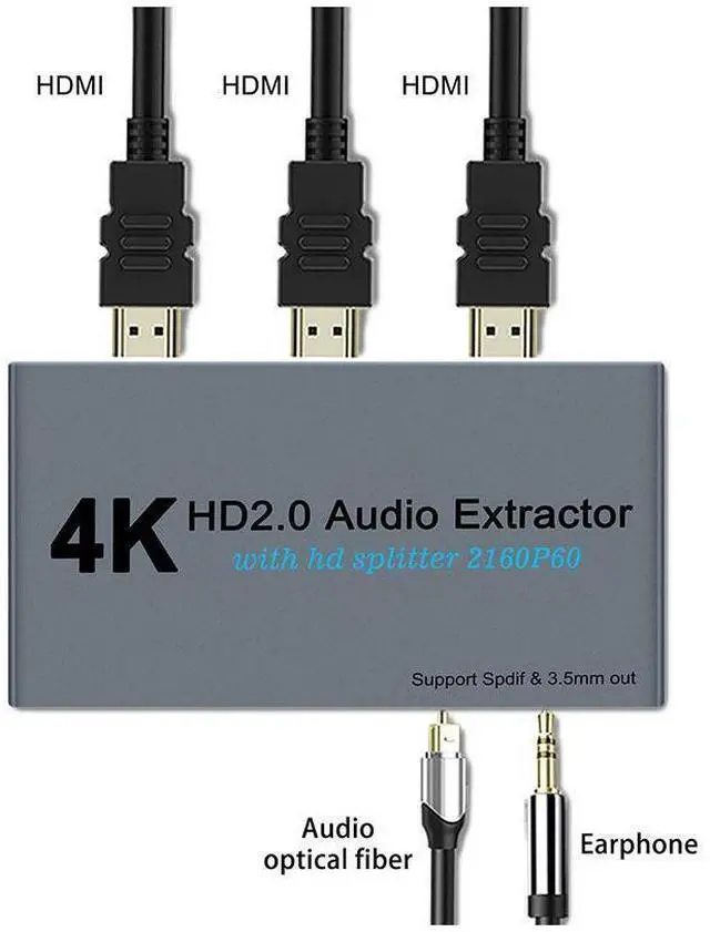 Main image of 4K@60fs HDMI Audio Splitter HDMI2.0 Audio Decoder Audio Extractor HDMI 1 In 2 Out HDMI 1*2 HDCP2.2 (SPDIF+ 3.5mm Jack) eokCXOY
