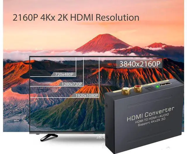 Alt view image 6 of 7 - HDMI Audio Extractor Converter 5.1CH Audio Splitter 1080P Stereo Analog HDMI to HDMI Optical SPDIF RCA L/R Adapter Converters Support Full HD,4K@30Hz,1080P,3D eokCXOY