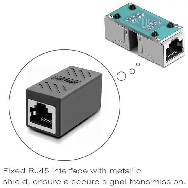 Alt view image 5 of 7 - RJ45 Inline Coupler, Cat7 Cat6 Cat5e Ethernet Coupler Female to Female(Black-2 Pack) eokCXOY