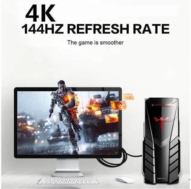 Alt view image 3 of 7 - Ultra HD DisplayPort 1.4 Cable 8K 4K 144Hz 165Hz DP Cable Display Port Adapter for Video PC Laptop TV DP 1.4 1.2 Display Port 1.2 Cable (9.9FT/ 3M) eokCXOY