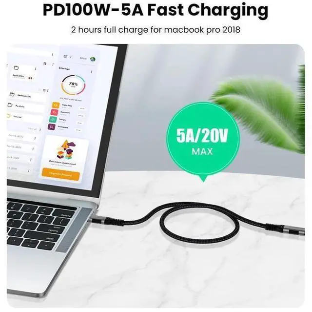 Alt view image 5 of 7 - USB C Extension Cable, 6.6ft /2M-Braided USB C Extender Cable, USB C to USB C Male to Female Cord USB 3.1 Gen 2 Sync Transfer 10Gbps 100W/5A Fast Charging 4K Display Compatible with Laptop Smartphones