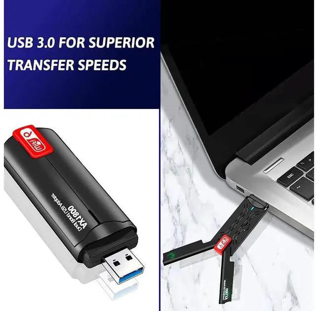 Alt view image 5 of 7 - USB WiFi 6 Adapter for PC, AX1800Mbps Dual Band 2.4/5Ghz Wireless Network Adapter, USB 3.0 WiFi Dongle with High Gain 802.11ax Wireless Adapter for Laptop/Desktop, Supports Windows 11/10/7 eokCXOY