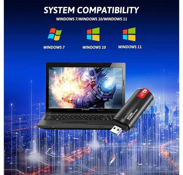 Alt view image 7 of 7 - USB WiFi 6 Adapter for PC, AX1800Mbps Dual Band 2.4/5Ghz Wireless Network Adapter, USB 3.0 WiFi Dongle with High Gain 802.11ax Wireless Adapter for Laptop/Desktop, Supports Windows 11/10/7 eokCXOY