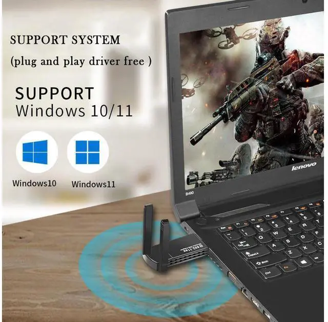 Alt view image 5 of 7 - AX1800 WiFi6 Dual Band Wireless Network Card Driver-free Wireless WiFi Receiver Computer External USB Network Card 5.8GHz +2.4G RTL8832 Chip Support Windows 10/11 Only eokCXOY