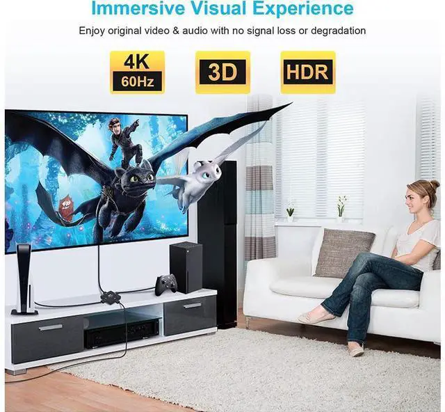 Alt view image 5 of 7 - 4K 60hz HDMI Switch, Upgraded HDMI Selector Switch Splitter 3 in 1 Out, 4K HDMI Switcher Supports Ultra HD, 1080P, 3D, HDR, HDCP 2.2, 3 Port HDMI 2.0 Switch for Gaming XBX/PS5/PC/Monitor/TV eokCXOY