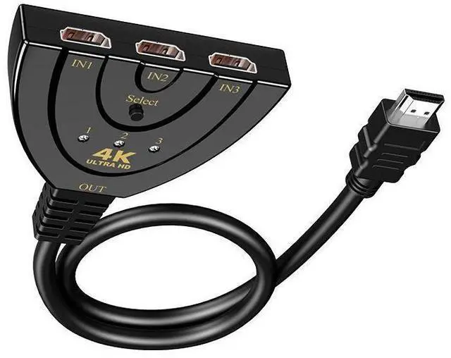 Main image of HDMI Switch, 4K HDMI Splitter 3 in 1 Out,3 Port HDMI Switch 3x1 Switch Splitter with Pigtail Cable Supports Full HD 4K 1080P 3D Player eokCXOY