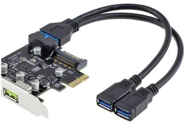 Alt view image 2 of 3 - 2 Port USB 3.0 A Female to 20 Pin Header Motherboard Cable Internal Connection,19 Pin Y Splitter Cable Dual Port USB 3.0 A Female to 20 Pin Female Motherboard Header Adapter 30cm-Black eokCXOY
