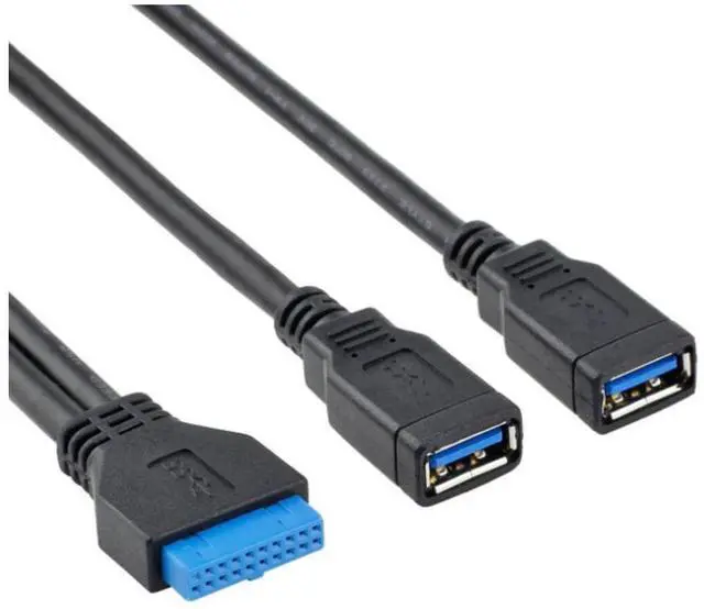 Main image of 2 Port USB 3.0 A Female to 20 Pin Header Motherboard Cable Internal Connection,19 Pin Y Splitter Cable Dual Port USB 3.0 A Female to 20 Pin Female Motherboard Header Adapter 30cm-Black eokCXOY