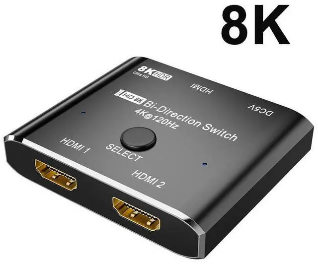 Alt view image 2 of 7 - HDMI 2.1 Switch 8K Bi-Directional HDMI Switcher 2 in 1 Out HDMI Splitter 1 in 2 Out Supports 4K@120Hz 8K@60Hz 48Gbps,HDCP 2.3,ARC,VRR for Xbox X PS5, Blu-Ray, 8K UHD TV, Monitor and Projector eokCXOY