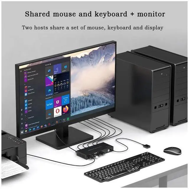 Alt view image 4 of 7 - KVM Switch HDMI 2 Port Box USB Switch selector with 4 USB 2.0 Hub 2 In 1 Out HDMI USB Switch Adapter Switcher 4Kx2K@60Hz Sharing USB Device,Printer,Scanner,Keyboard,Mouse,Wire Control /Body Controller