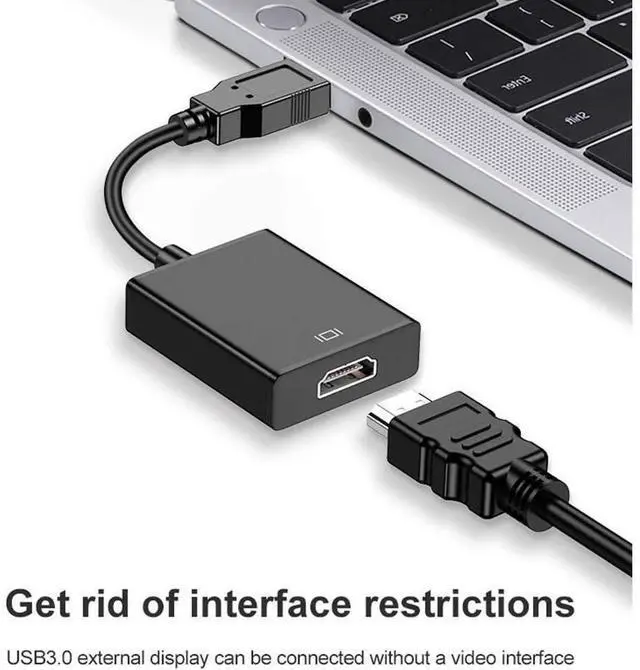 Alt view image 2 of 7 - USB3.0 to HDMI Adapter, USB to HDMI 1080P Video Graphics Cable Converter with Audio for PC Laptop Projector HDTV Compatible with Windows XP 7/8/8.1/10 [Not Support Mac OS Chromebook] eokCXOY