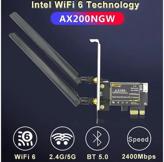 Alt view image 5 of 7 - PCIe WiFi 6 Network Card Wireless Adapter Bluetooth 5.0 AX 3000 Mbps AX200 Dual Band 5.GHz/2.4GHz PCI-E Wireless WiFi Network Adapter Card for Desktop Windows 10 64-bit eokCXOY