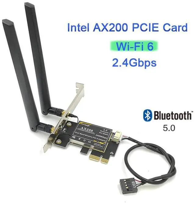 Alt view image 2 of 7 - PCIe WiFi 6 Network Card Wireless Adapter Bluetooth 5.0 AX 3000 Mbps AX200 Dual Band 5.GHz/2.4GHz PCI-E Wireless WiFi Network Adapter Card for Desktop Windows 10 64-bit eokCXOY