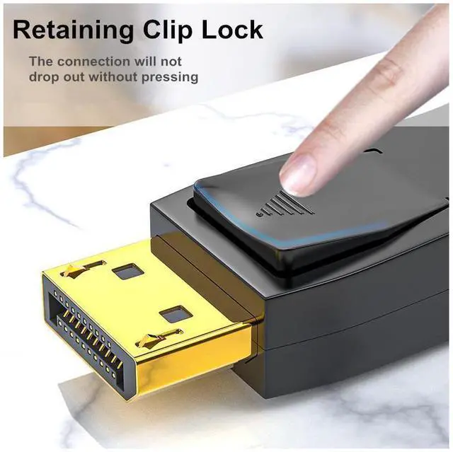 Alt view image 5 of 7 - DisplayPort 1.4 Cable 8K @60Hz,VESA Certified Display Port Cable 10ft / 3M, DP to DP 1.4 Cable Cord with [1440P@144Hz, 1080P@240Hz, 4K@120Hz, 8K@60Hz] & HDR HBR3 Support -Gold Black eokCXOY