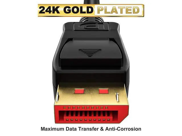 Alt view image 2 of 7 - DisplayPort 1.4 Cable 8K @60Hz,VESA Certified Display Port Cable 10ft / 3M, DP to DP 1.4 Cable Cord with [1440P@144Hz, 1080P@240Hz, 4K@120Hz, 8K@60Hz] & HDR HBR3 Support -Gold Black eokCXOY