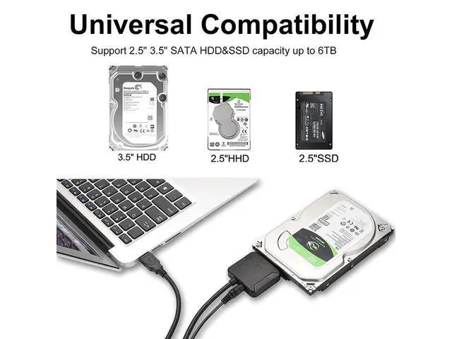 Alt view image 2 of 7 - SATA to USB 3.0 Adapter Cable, SATA III Hard Drive Adapter Converter for 3.5/2.5 Inch HDD/SSD with 12V/2A Power Adapter, 17 Inch, External Converter with 12V Power Adapter eokCXOY