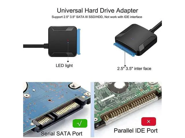 Alt view image 5 of 7 - SATA to USB 3.0 Adapter Cable, SATA III Hard Drive Adapter Converter for 3.5/2.5 Inch HDD/SSD with 12V/2A Power Adapter, 17 Inch, External Converter with 12V Power Adapter eokCXOY
