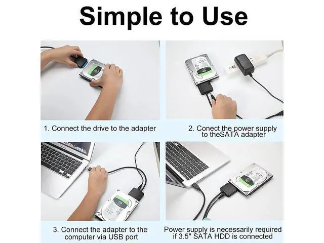 Alt view image 7 of 7 - SATA to USB 3.0 Adapter Cable, SATA III Hard Drive Adapter Converter for 3.5/2.5 Inch HDD/SSD with 12V/2A Power Adapter, 17 Inch, External Converter with 12V Power Adapter eokCXOY