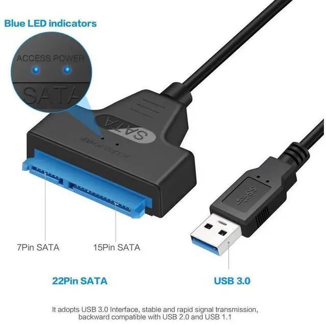 Alt view image 6 of 7 - SATA to USB 3.0/USB-C Adapter Cable for 2.5 inch Hard Drive HDD/SSD Data Transfer, External Hard Drive Converter Support UASP (Black) eokCXOY