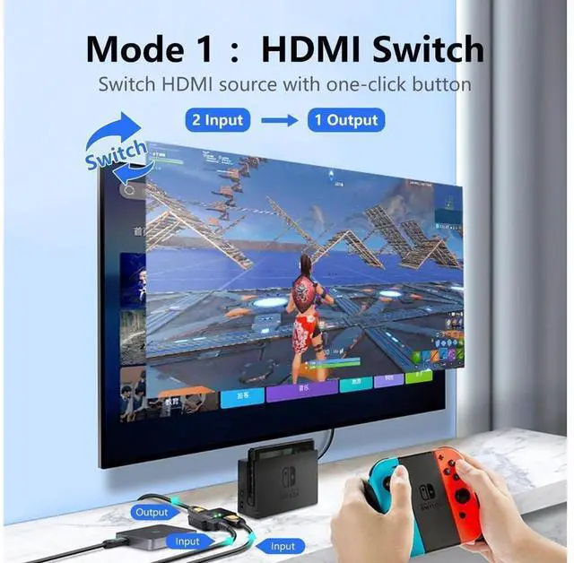 Alt view image 2 of 7 - HDMI Switch Splitter 4K@60hz, Aluminum Bidirectional HDMI Switcher 2 in 1 Out, HDMI Splitter 1 in 2 Out, HDMI Hub Supports 4K 3D HDR for Xbox PS5/4/3 Blu-Ray Player Fire Stick Roku HDTV eokCXOY