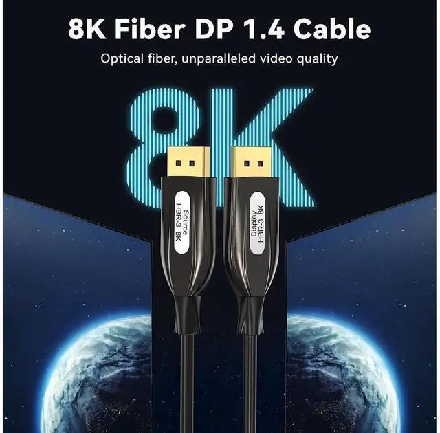 Alt view image 2 of 7 - 8K Fiber DisplayPort Cable, Light High Speed Support 32.4 Gbps 8K60HZ DP1.4 Slim and Flexible with Optic Technology (8K_16FT) eokCXOY