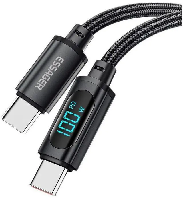 Main image of PD 100W USB C to USB C Cable, 5A 20V Fast Charging USB C Cable with LED Display Nylon Braided Charger Cord Type C Cable for Samsung S21 S20 iPad Pro Google Pixel LG (3.3FT, 1-PACK) eokCXOY