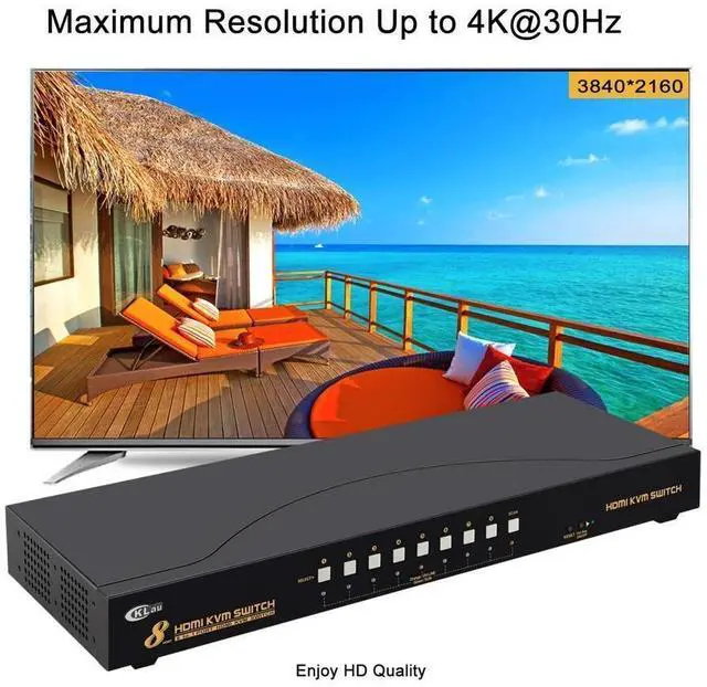 Alt view image 7 of 7 - CKL 4Kx2K 8 Port HDMI KVM Switch with Cables and USB 2.0 Hub, Rack Mount KVM Switch Supports Keyboard Mouse Switching for Windows, Linux, Mac, Debian, Ubuntu, Fedora, Raspberry Pi and Ubuntu eokCXOY