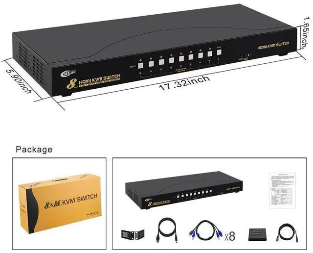 Alt view image 4 of 7 - CKL 4Kx2K 8 Port HDMI KVM Switch with Cables and USB 2.0 Hub, Rack Mount KVM Switch Supports Keyboard Mouse Switching for Windows, Linux, Mac, Debian, Ubuntu, Fedora, Raspberry Pi and Ubuntu eokCXOY