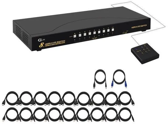 Main image of CKL 4Kx2K 8 Port HDMI KVM Switch with Cables and USB 2.0 Hub, Rack Mount KVM Switch Supports Keyboard Mouse Switching for Windows, Linux, Mac, Debian, Ubuntu, Fedora, Raspberry Pi and Ubuntu eokCXOY