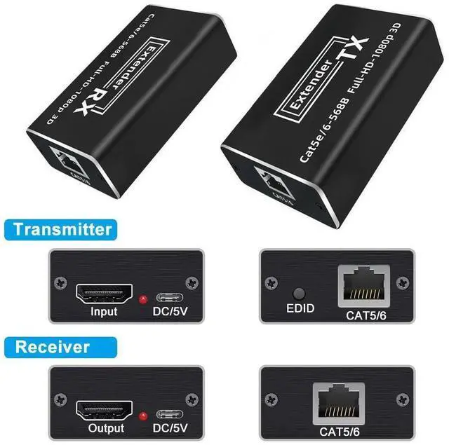 Alt view image 7 of 7 - 196FT/60m HDMI Extender with IR & Loop Out 1080P HDMI Extender No Loss RJ45 to HDMI Extender Transmitter Receiver over Cat5e/Cat6 eokCXOY