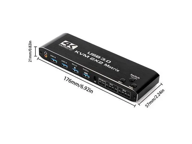 Alt view image 7 of 7 - Dual Monitor HDMI KVM Matrix Switch 2x2, USB 3.0 HDMI KVM Switch for 2 Computers 2 Monitors, HDMI KVM Switch 2 in 2 out 4K 60Hz 2x2 Mixed Display for PC laptop Windows, macOS, Linux, and UNIX eokCXOY