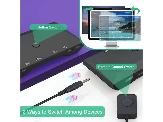 Alt view image 5 of 7 - USB C kvm Switch, 4K@60Hz Dual Ports USB Type-C KVM Switches for 2 Computers Share One HDMI HD Monitor, Audio Microphone Output, USB C Switch Selector with 3 USB Supported USB Devices Keyboard Mouse