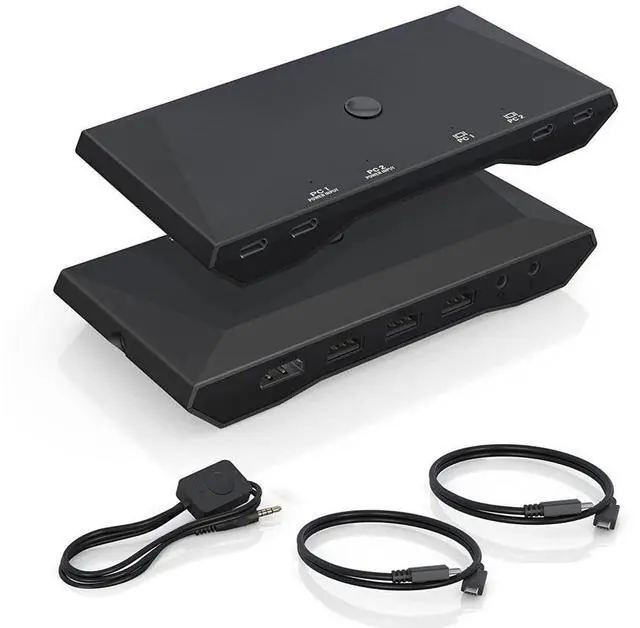 Main image of USB C kvm Switch, 4K@60Hz Dual Ports USB Type-C KVM Switches for 2 Computers Share One HDMI HD Monitor, Audio Microphone Output, USB C Switch Selector with 3 USB Supported USB Devices Keyboard Mouse
