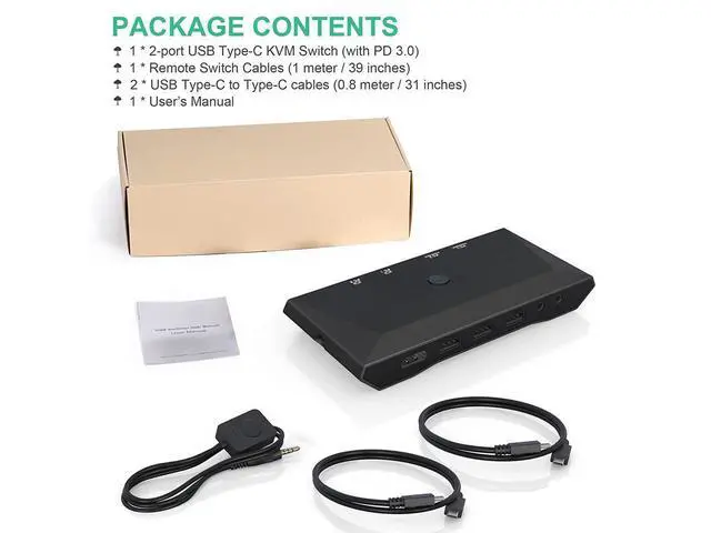 Alt view image 7 of 7 - USB C kvm Switch, 4K@60Hz Dual Ports USB Type-C KVM Switches for 2 Computers Share One HDMI HD Monitor, Audio Microphone Output, USB C Switch Selector with 3 USB Supported USB Devices Keyboard Mouse