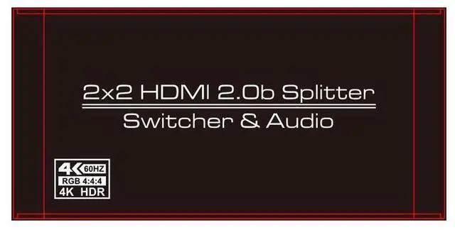 Alt view image 5 of 7 - 2 In 2 Out 4k@60Hz HDMI-compatible 2.0 Switch Splitter 2*2 Matrix 3D HDCP2.2 HDR HDMI-compatible Switcher with IR Remote Control 3.5mm Headphone & SPDIF Audio Output eokCXOY