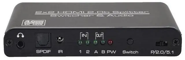 Alt view image 2 of 7 - 2 In 2 Out 4k@60Hz HDMI-compatible 2.0 Switch Splitter 2*2 Matrix 3D HDCP2.2 HDR HDMI-compatible Switcher with IR Remote Control 3.5mm Headphone & SPDIF Audio Output eokCXOY