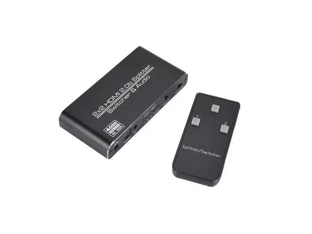 Alt view image 7 of 7 - 2 In 2 Out 4k@60Hz HDMI-compatible 2.0 Switch Splitter 2*2 Matrix 3D HDCP2.2 HDR HDMI-compatible Switcher with IR Remote Control 3.5mm Headphone & SPDIF Audio Output eokCXOY