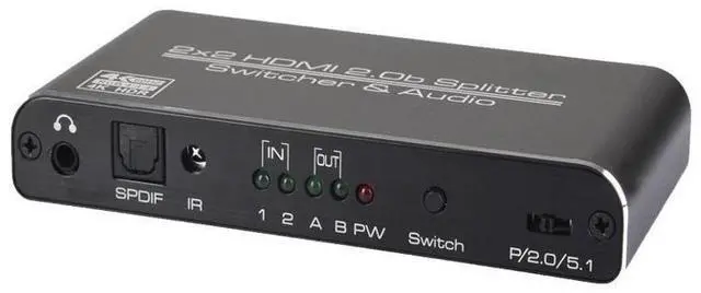 Alt view image 4 of 7 - 2 In 2 Out 4k@60Hz HDMI-compatible 2.0 Switch Splitter 2*2 Matrix 3D HDCP2.2 HDR HDMI-compatible Switcher with IR Remote Control 3.5mm Headphone & SPDIF Audio Output eokCXOY