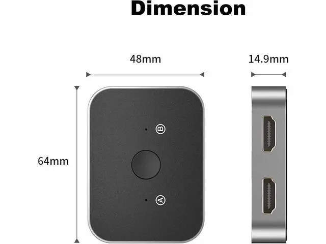 Alt view image 7 of 7 - 2 Port 8K HDMI 2.1 Switch, Aluminum HDMI Switcher 2 in 1 Out Support 8K @60Hz/4K @120Hz, Bi-Directional HDMI Switch Splitter 1 in 2 Out Compatible for PS3/4/5 Xbox Fire Stick Roku Blu-Ray Player