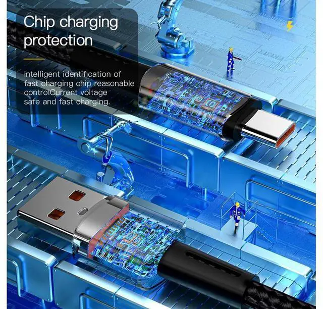 Alt view image 5 of 7 - USB A to USB C Cable, 7A Fast Charging USB C Cable Nylon Braided Charger Cord Type C Cable for Samsung S21 S20 iPad Pro Google Pixel LG (3.3FT, 1-PACK)