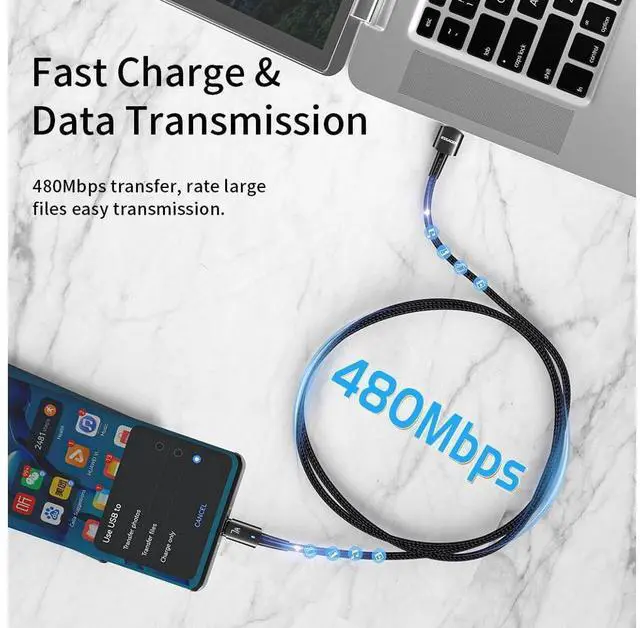 Alt view image 4 of 7 - USB A to USB C Cable, 7A Fast Charging USB C Cable Nylon Braided Charger Cord Type C Cable for Samsung S21 S20 iPad Pro Google Pixel LG (3.3FT, 1-PACK)