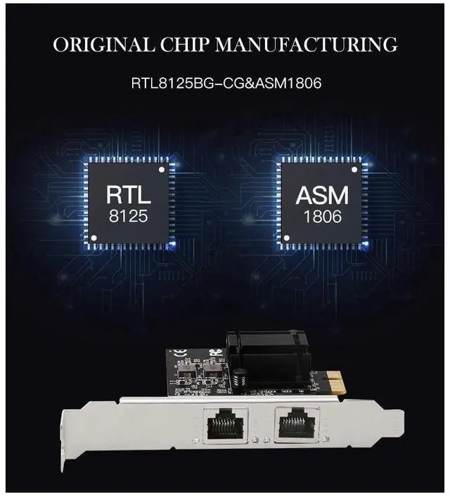 Alt view image 7 of 7 - Dual-port 2.5G Gigabit Network Card Desktop 8125BG ASM1806 Chip Ethernet Server Network Card RJ45 LAN ESXi Diskless PXE eokCXOY