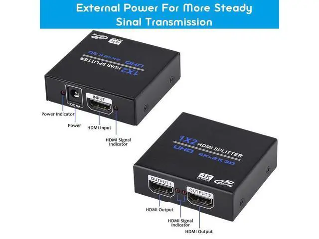 Alt view image 2 of 7 - HDMI Splitter 1x2 , 1 in 2 Out HDMI Splitter Audio Video Distributor 3D & 4K x 2K Box for HDTV, STB, DVD, PS3, Projector Etc eokCXOY