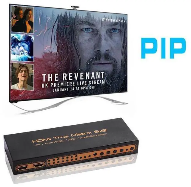 Alt view image 7 of 7 - 6x2 HDMI Matrix PIP HDMI 6x2 HDMI Matrix Switcher with Audio extractor HDMI ARC 4K/30Hz Matrix HDMI 6 in 2 out HDMI Switch Splitter with Audio out eokCXOY