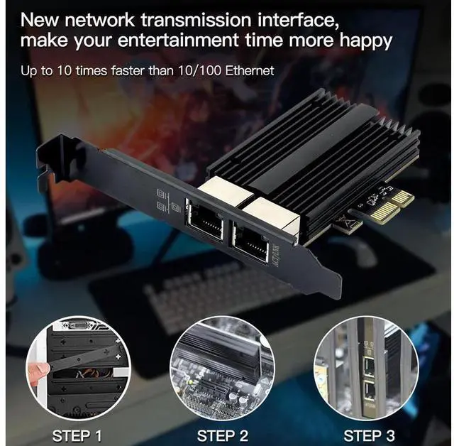 Alt view image 6 of 7 - 2.5Gbps PCIe Network Card Dual RJ45 Port Adapter with Intel I226 Chipset 2500/1000/100Mbps PCI Express Gigabit Ethernet NIC Card RJ45 LAN Port Controller for Desktop Gaming Office eokCXOY