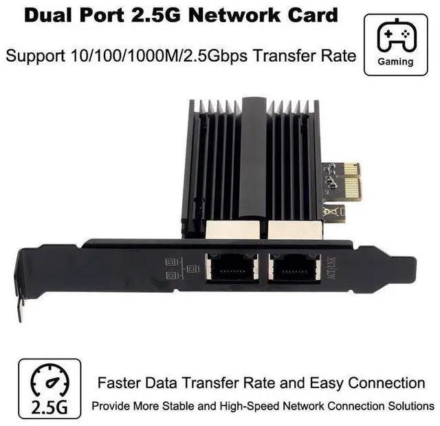 Alt view image 4 of 7 - 2.5Gbps PCIe Network Card Dual RJ45 Port Adapter with Intel I226 Chipset 2500/1000/100Mbps PCI Express Gigabit Ethernet NIC Card RJ45 LAN Port Controller for Desktop Gaming Office eokCXOY