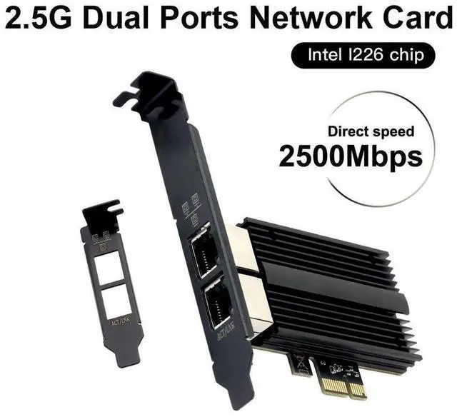 Main image of 2.5Gbps PCIe Network Card Dual RJ45 Port Adapter with Intel I226 Chipset 2500/1000/100Mbps PCI Express Gigabit Ethernet NIC Card RJ45 LAN Port Controller for Desktop Gaming Office eokCXOY
