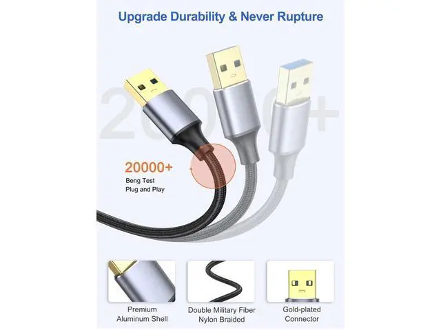 Alt view image 3 of 7 - [2 Pack] USB 3.0 A to A Male Cable 3.3FT+3.3FT, USB 3.0 to USB 3.0 Cable, USB A Male to Male Cable Double End USB 3.0 Cord Compatible with Hard Drive Enclosures, DVD Player, Laptop Cool eokCXOY