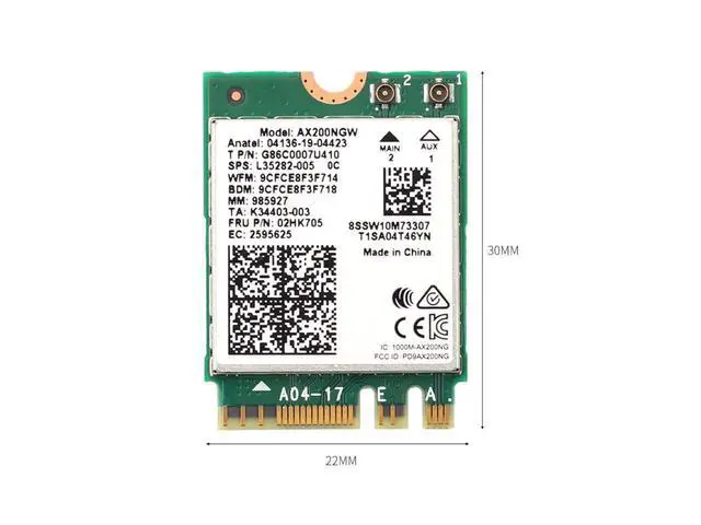 Alt view image 7 of 7 - Dual band 802.11ax WIfi 6 For Intel AX200 NGFF M.2 KEY E Wireless Card AX200NGW MU-MIMO 2.4G/5Ghz 2400Mbps BT 5.1 With Antennas eokCXOY
